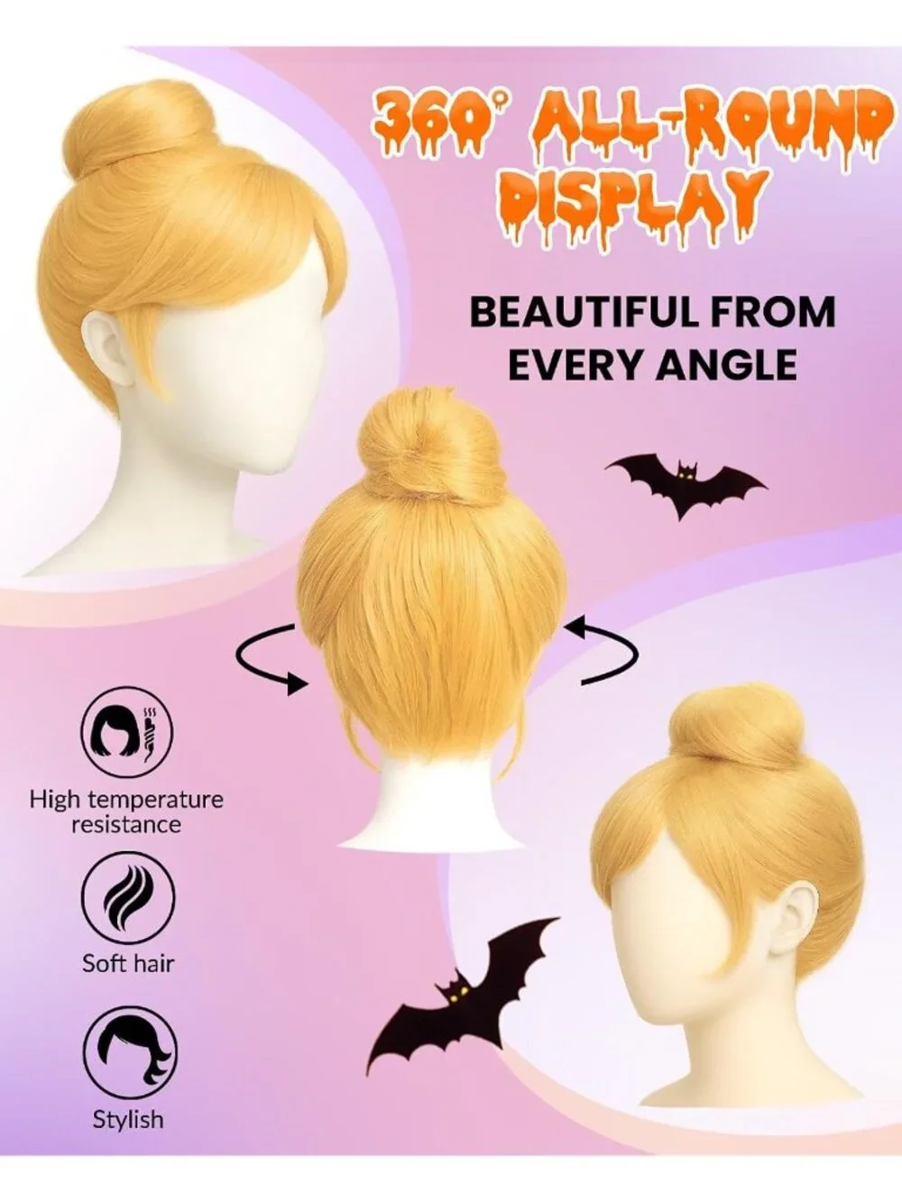 Women's Blonde Short Cosplay Convenient Set Include Adjustable Wig Cap Headpiece